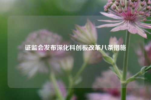 证监会发布深化科创板改革八条措施